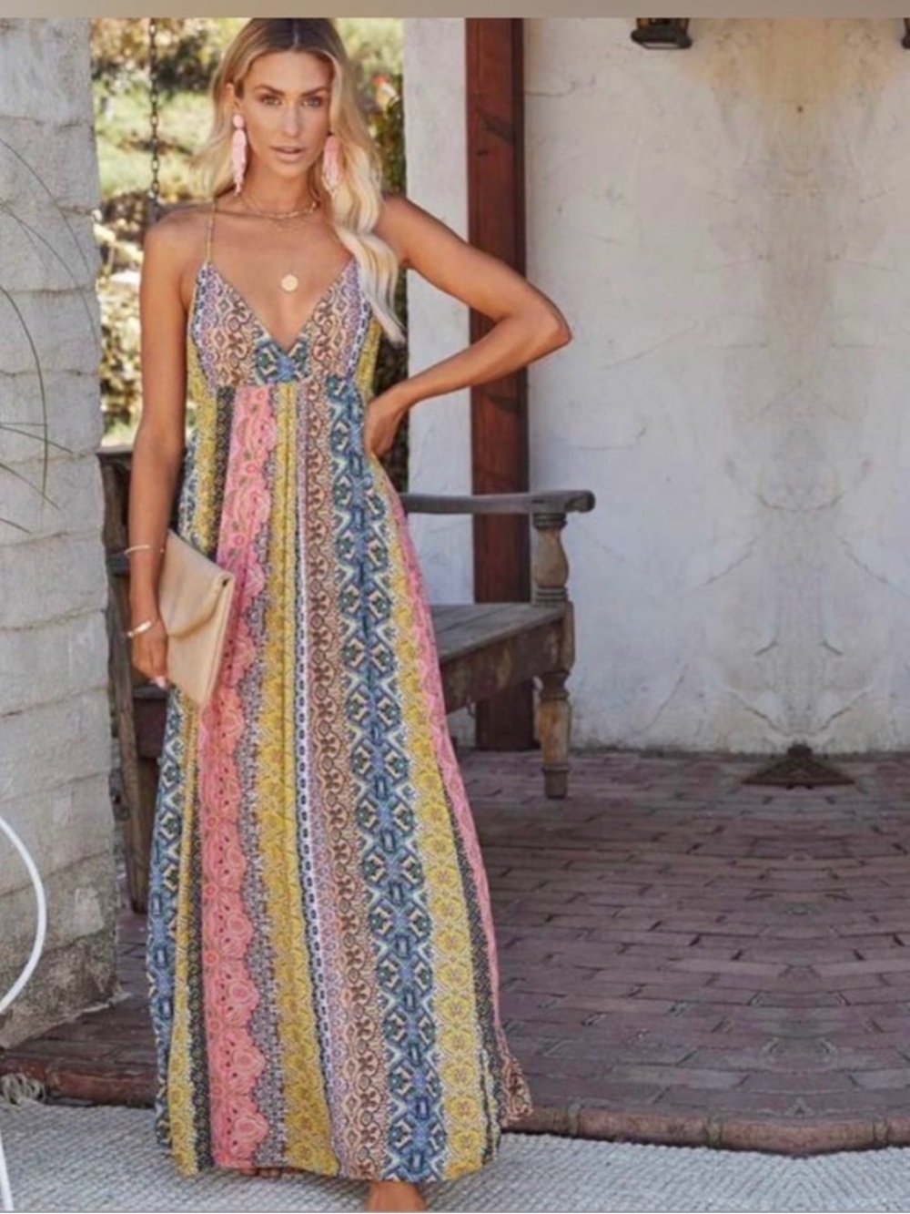 EUC Adjustable Strap Maxi Dress Sz Large